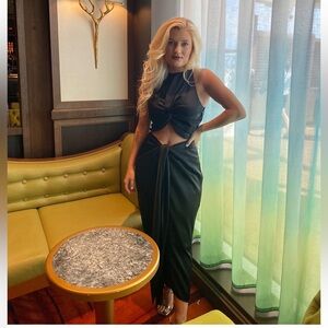 Andrea Iyamah black silk midi dress